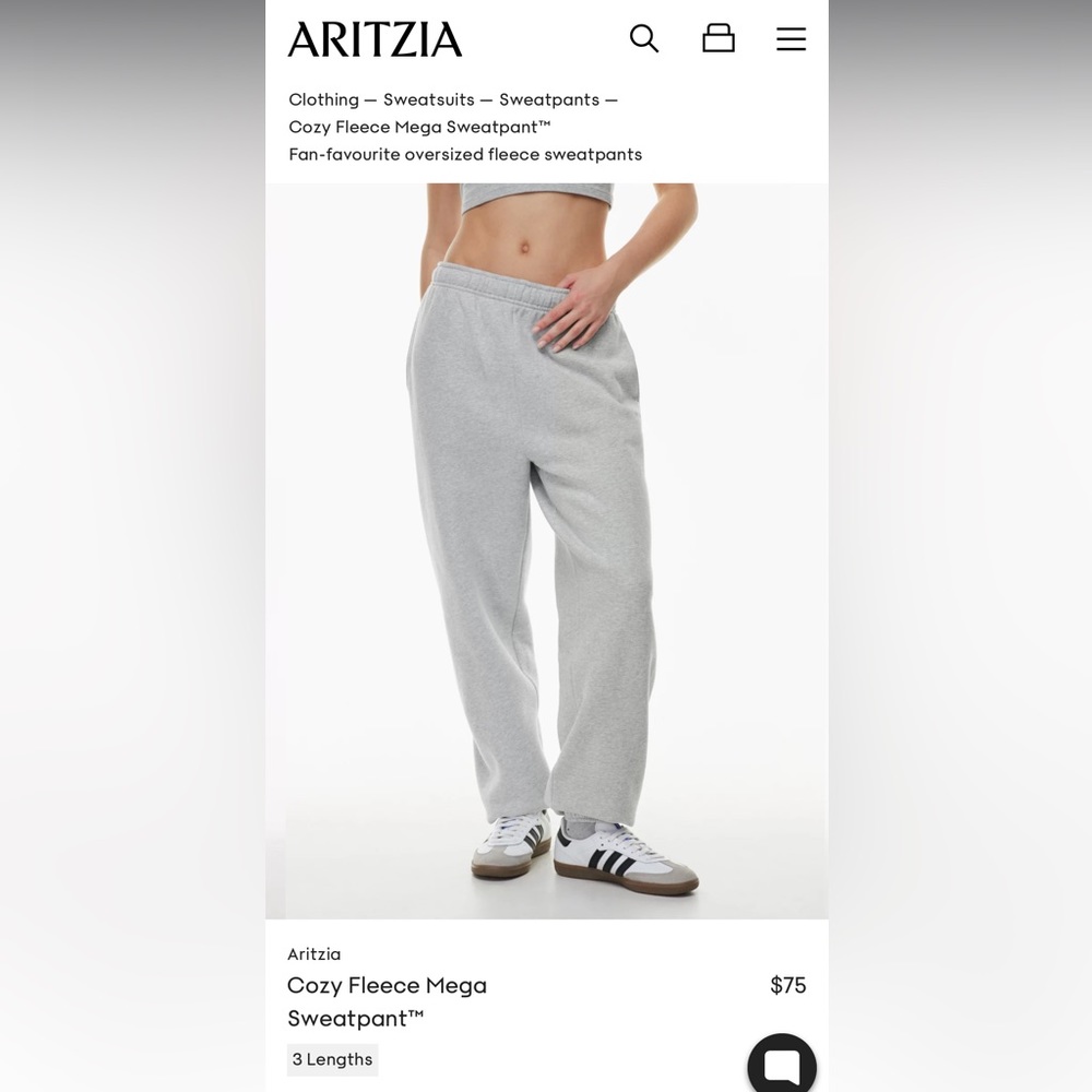 Aritzia cozy heather grey sweatpants size medium